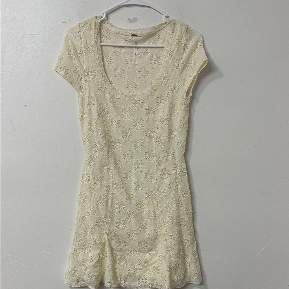 Free People Cream Floral Mini Dress